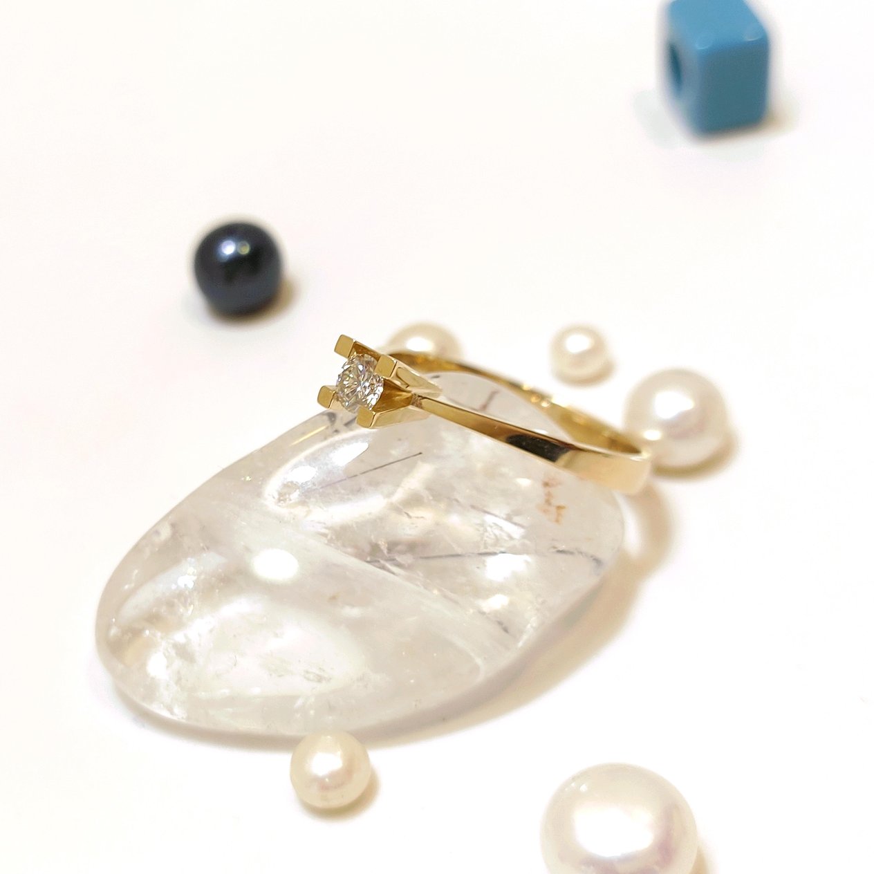 Yeşil Altın Pırlanta Tek Taş 0,16ct G Color Yüzük 18 Ayar Altın HD VİDEOLU