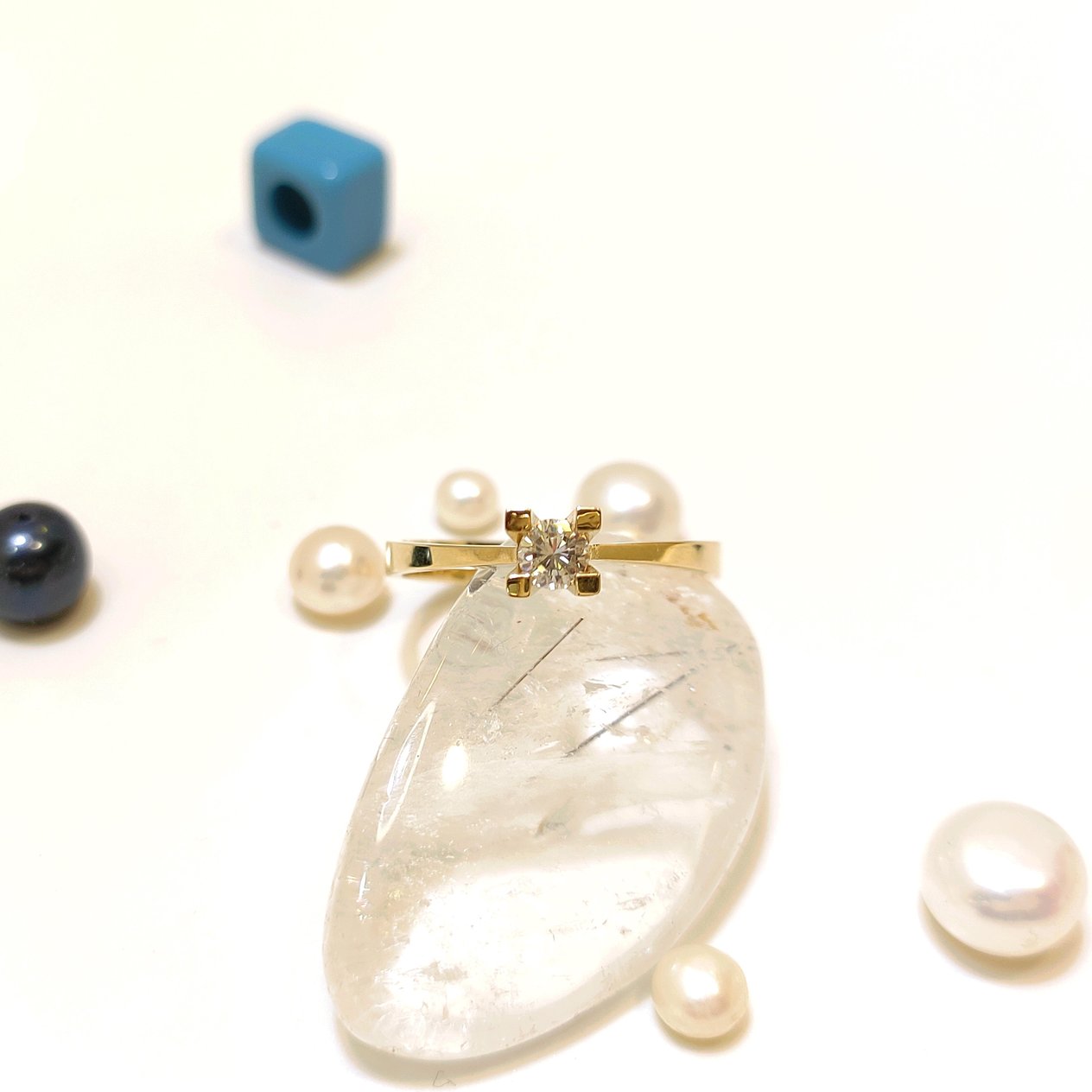 Yeşil Altın Pırlanta Tek Taş 0,16ct G Color Yüzük 18 Ayar Altın HD VİDEOLU