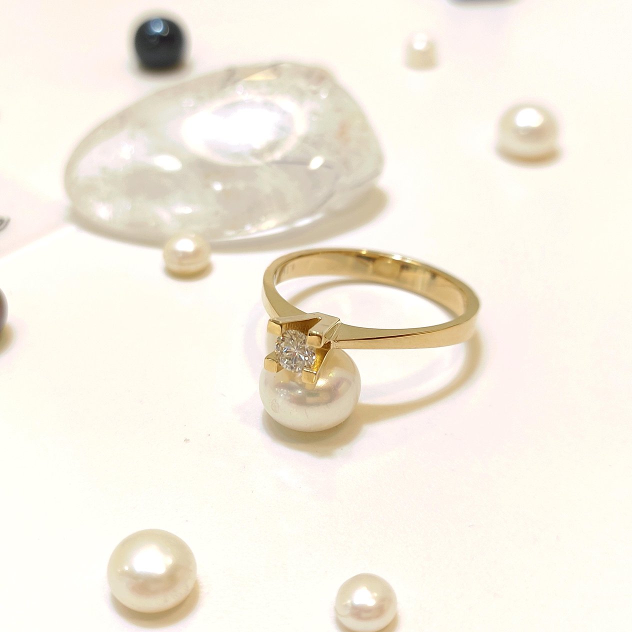 Yeşil Altın Pırlanta Tek Taş 0,16ct G Color Yüzük 18 Ayar Altın HD VİDEOLU