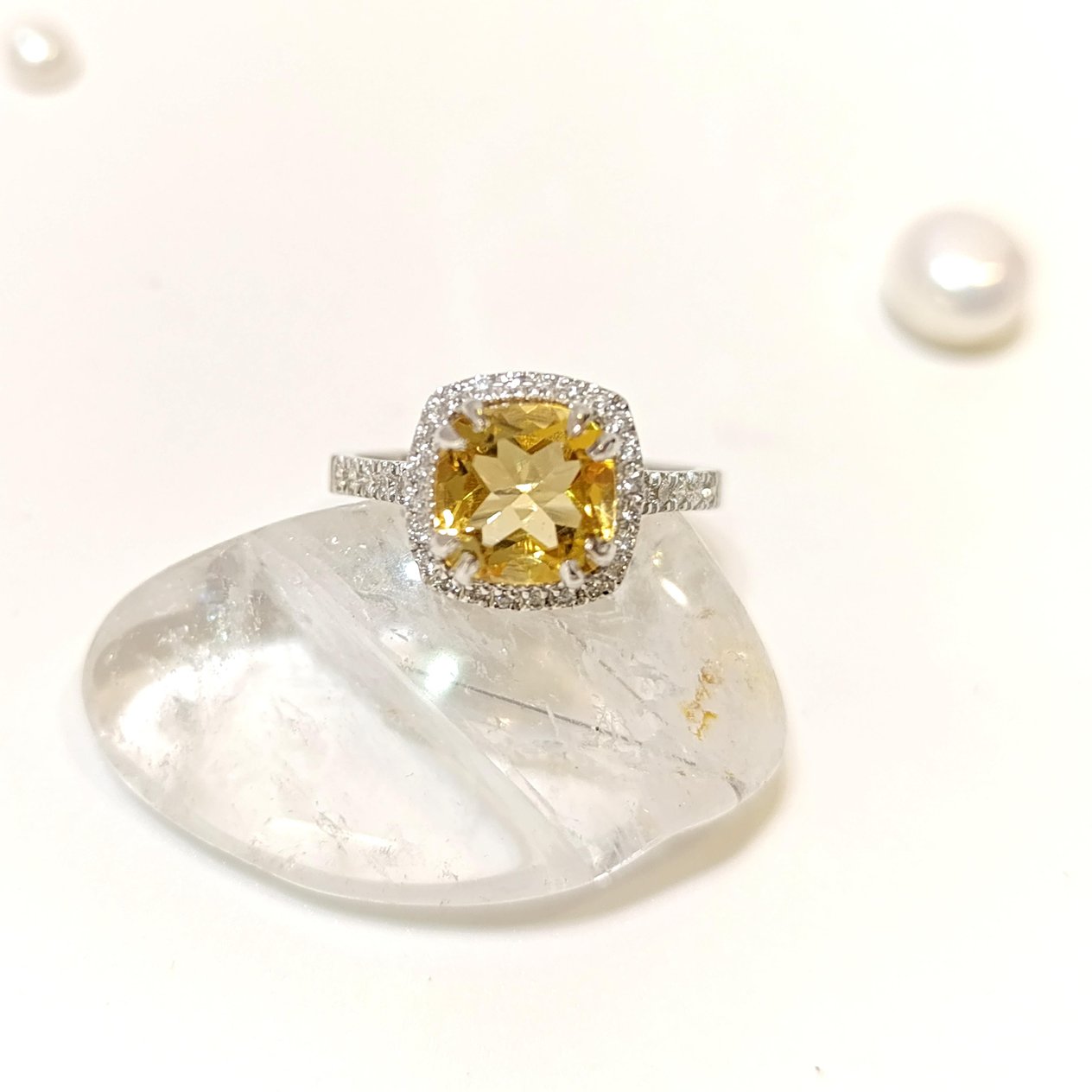 1,90ct Sitrin ve Pırlanta Taşlı Yüzük 14 Ayar Altın HD VİDEOLU