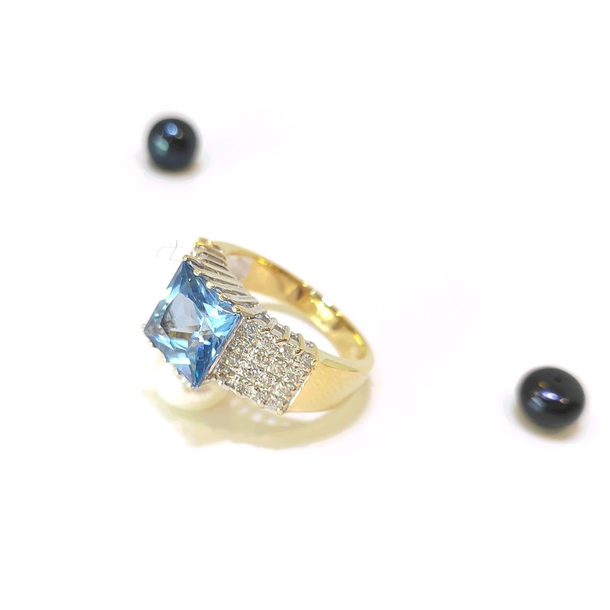 Blue Taşlı Yüzük 14 Ayar Altın HD VİDEOLU