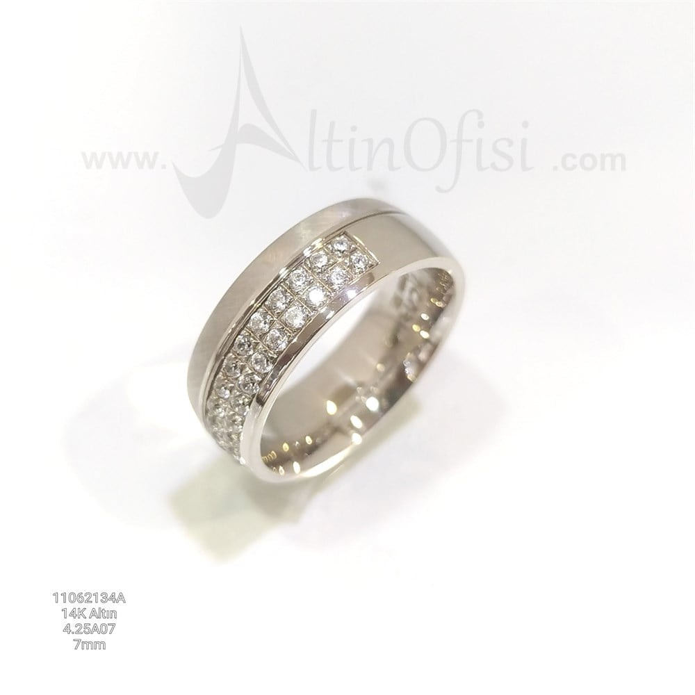 Taşlı Alyans 7 mm Genişlik 14 ayar altın