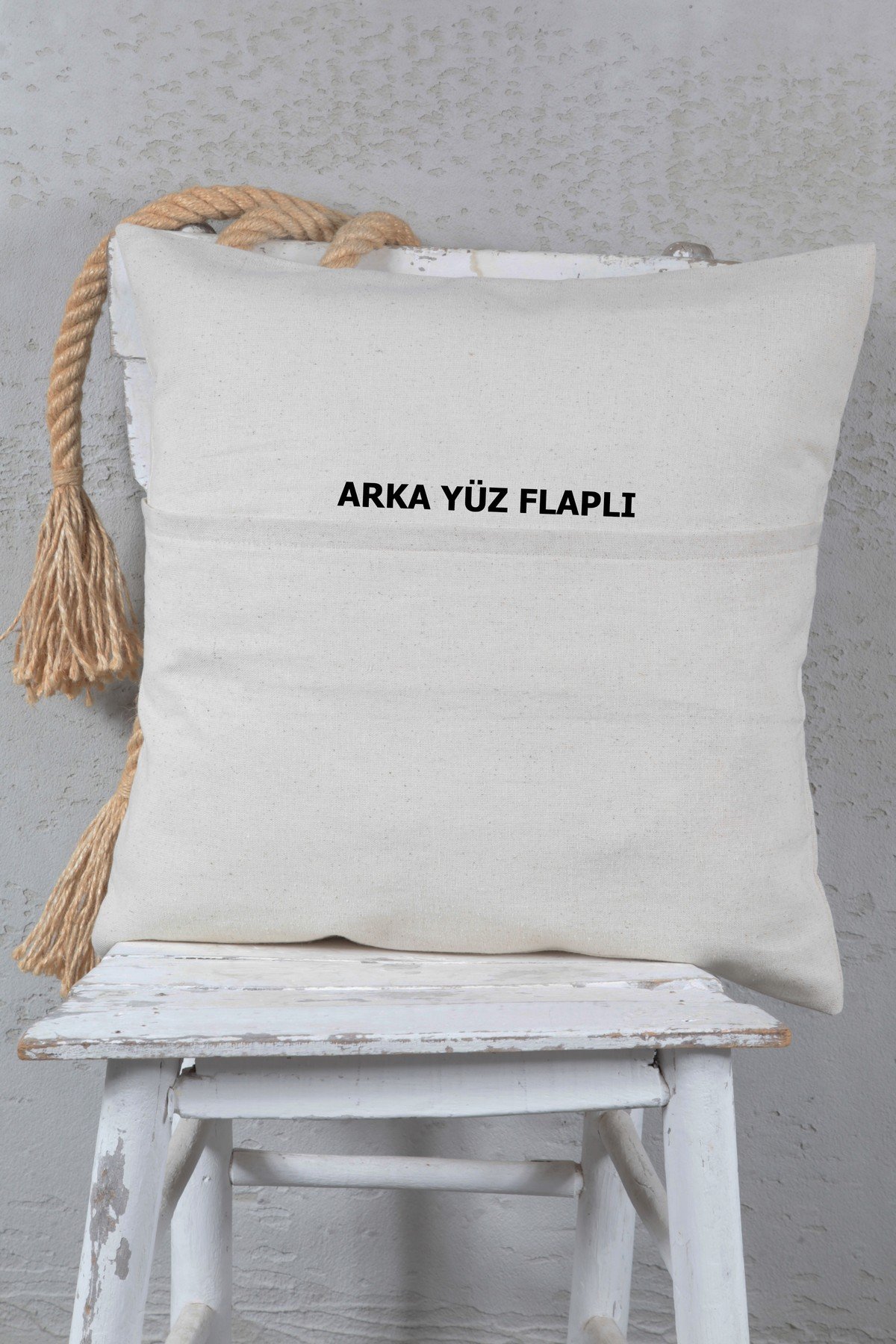 Boho Kırlent Kılıfı Martı Çizgi Sanatı Krem, Tek Çizgi Sanatı, Minimalist Çizim 42x42 Cm