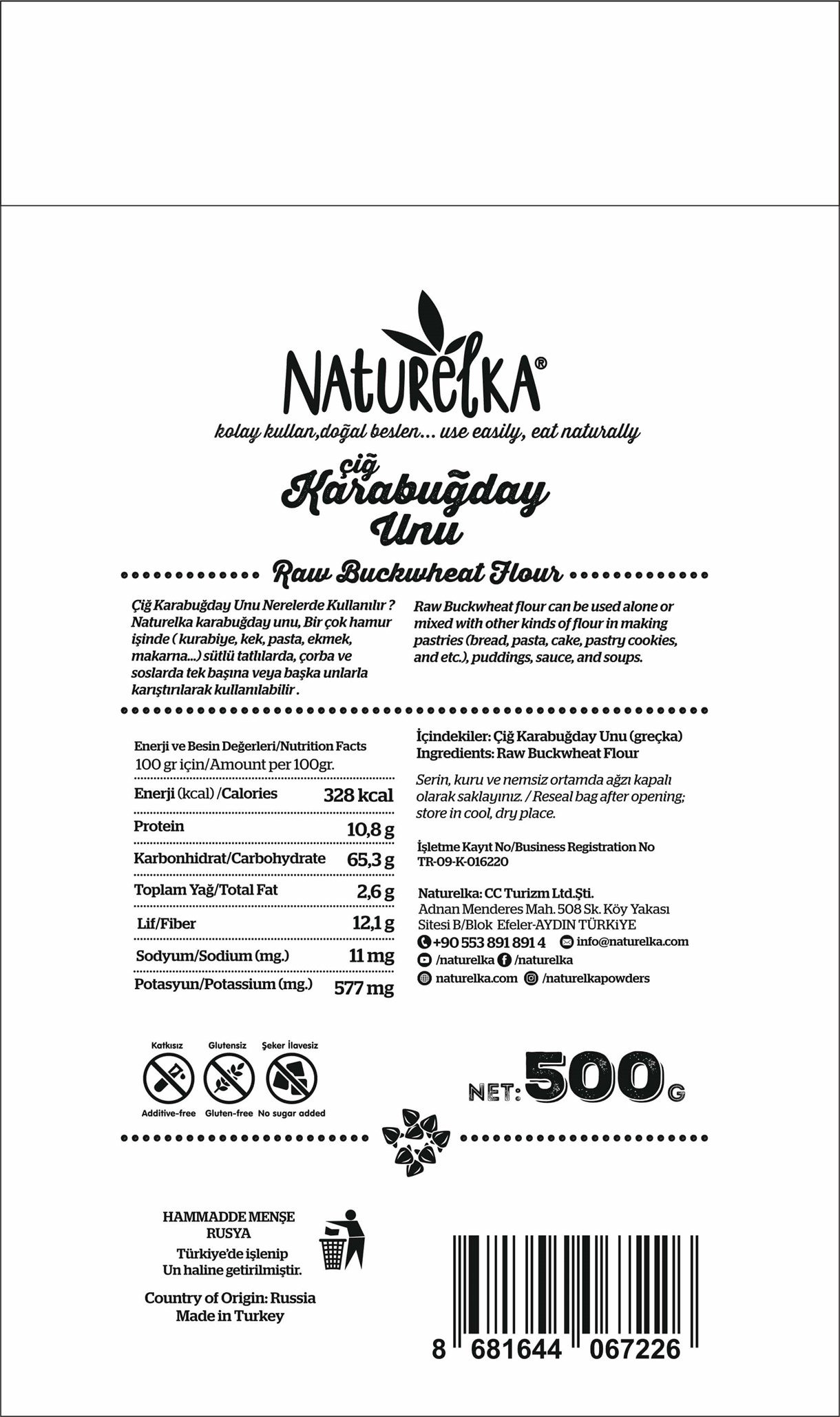 Çiğ Karabuğday Unu 500 Gr
