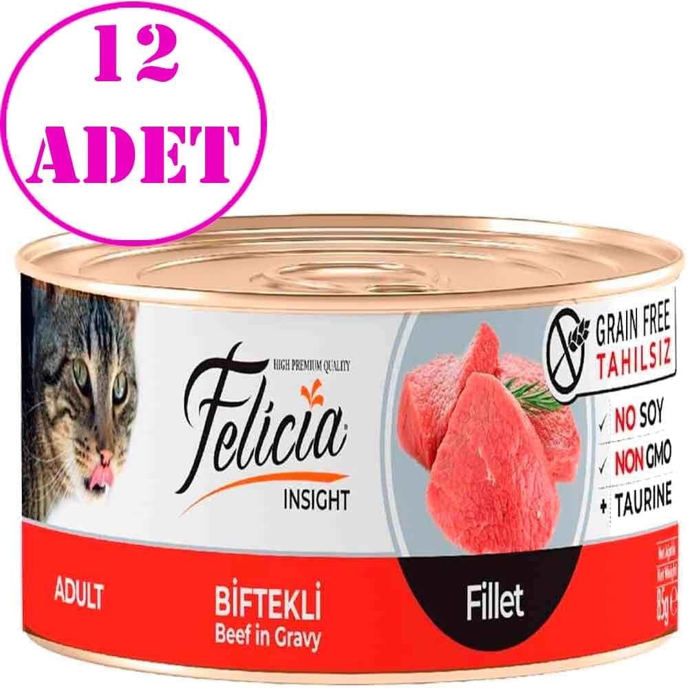Felicia Tahılsız Biftek Filetolu Yaş Kedi Maması 85 Gr 12 AD 20403003 Amazon Pet Center