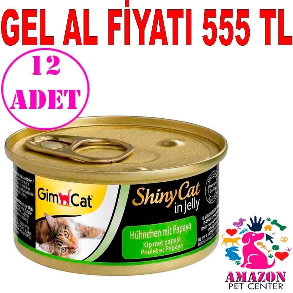 Gimcat ShinyCat Tavuk Etli ve Papaya Jöleli Kedi Konservesi 70 Gr 12 AD 20118006 Amazon Pet Center