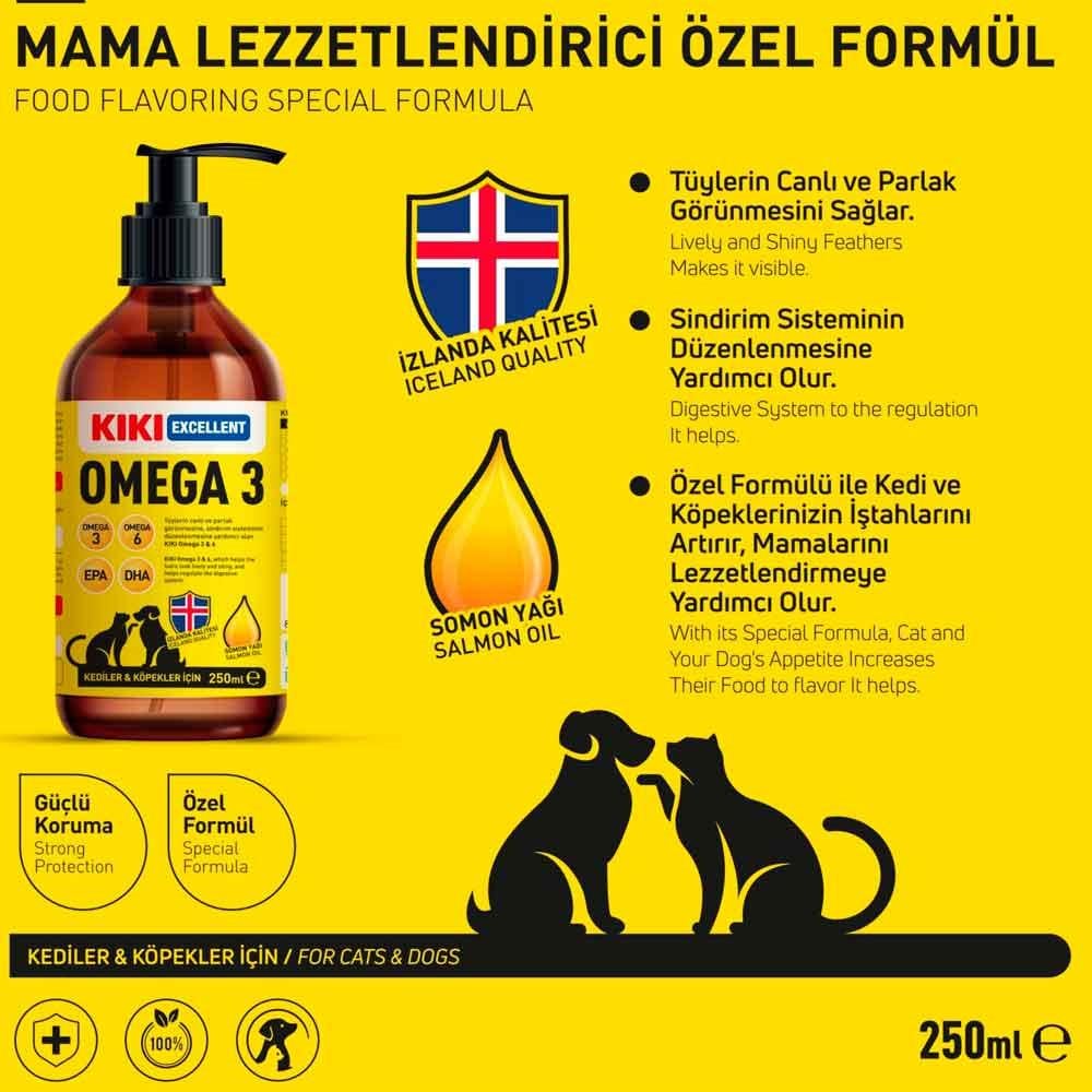 KIKI Excellent Kedi ve Köpek İçin Omega 3 Balık Yağı 250 ml 8683762341295 Amazon Pet Center