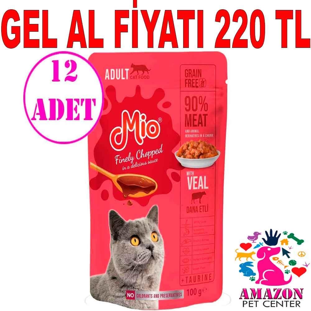 Mio Kedi Yaş Mama Dana Etli 100 Gr 12 AD 18874006 Amazon Pet Center