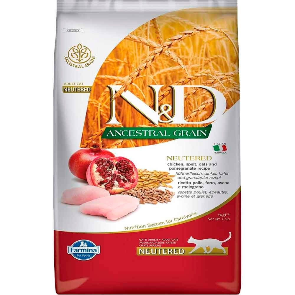 ND Düşük Tahıllı Tavuk Etli Narlı Kısırlaştırılmış Kedi Maması 5 kg 8010276032751 N&D Tahılsız Kedi Mamaları Amazon Pet Center