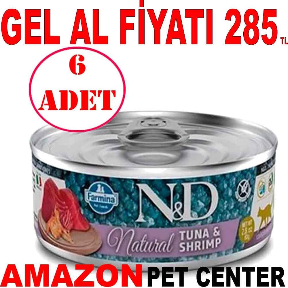 ND Natural Ton Balıklı ve Karidesli Kedi Konservesi 70 Gr 6 AD 22138002 Amazon Pet Center