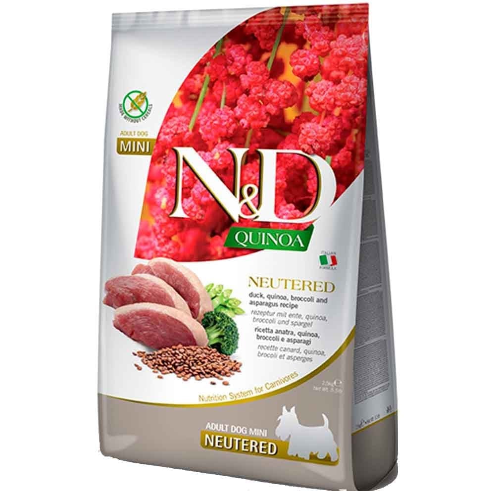 N&D Quinoa Kısırlaştırılmış Köpek Maması Mini Ördek Etli Kinoalı Brokolili 2,5 Kg 8010276038630 Amazon Pet Center
