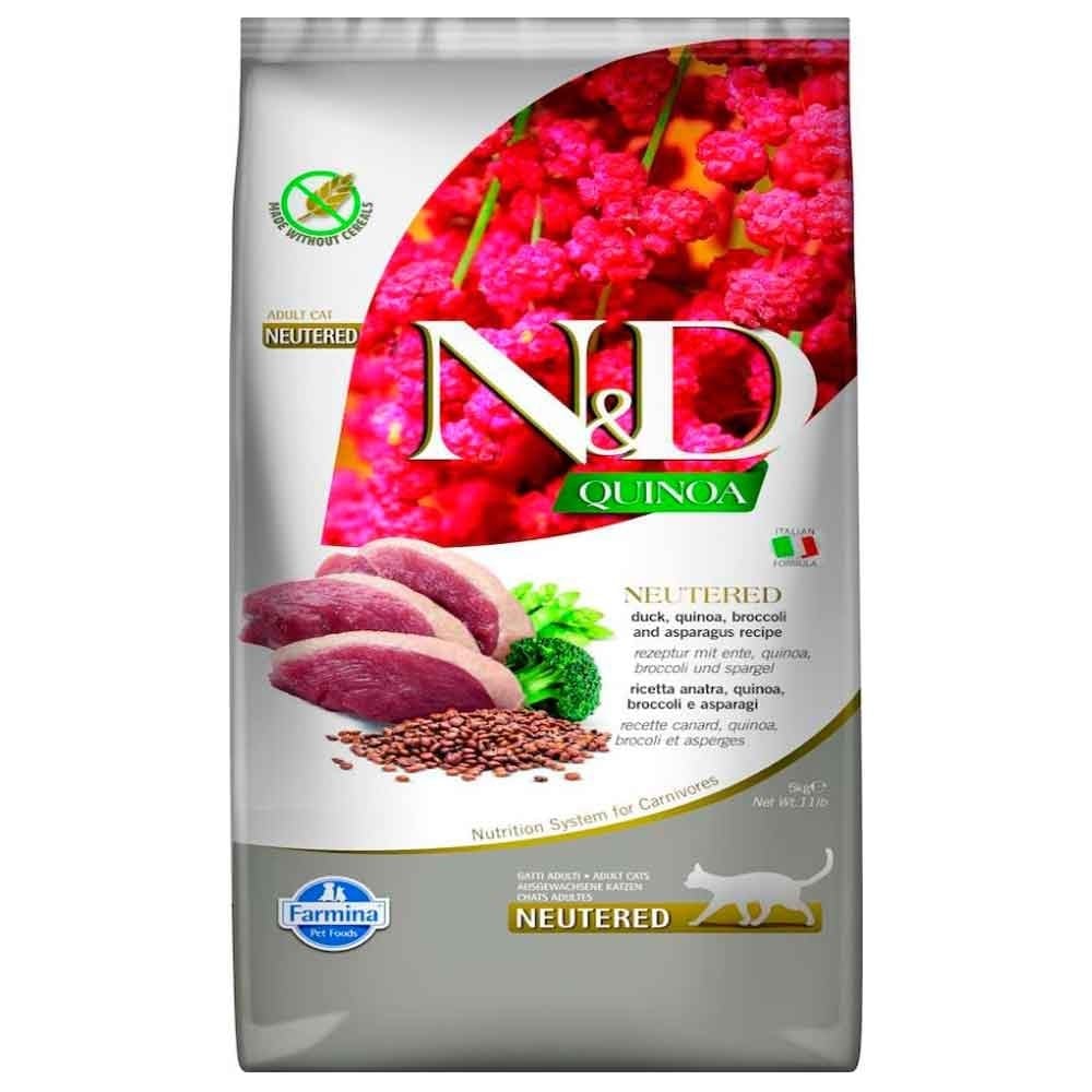 N&D Quinoa Ördek Brokoli Kuşkonmaz Kısır Kedi Maması 5 Kg 8010276038685 Amazon Pet Center