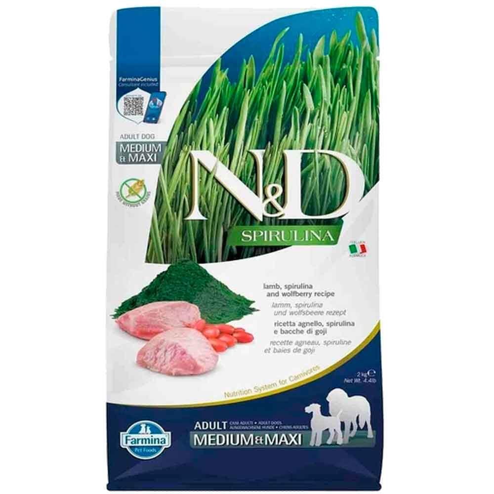 ND Spirulina Kuzu Etli Orta ve Büyük Irk Köpek Maması 2 KG 8010276041074 Amazon Pet Center