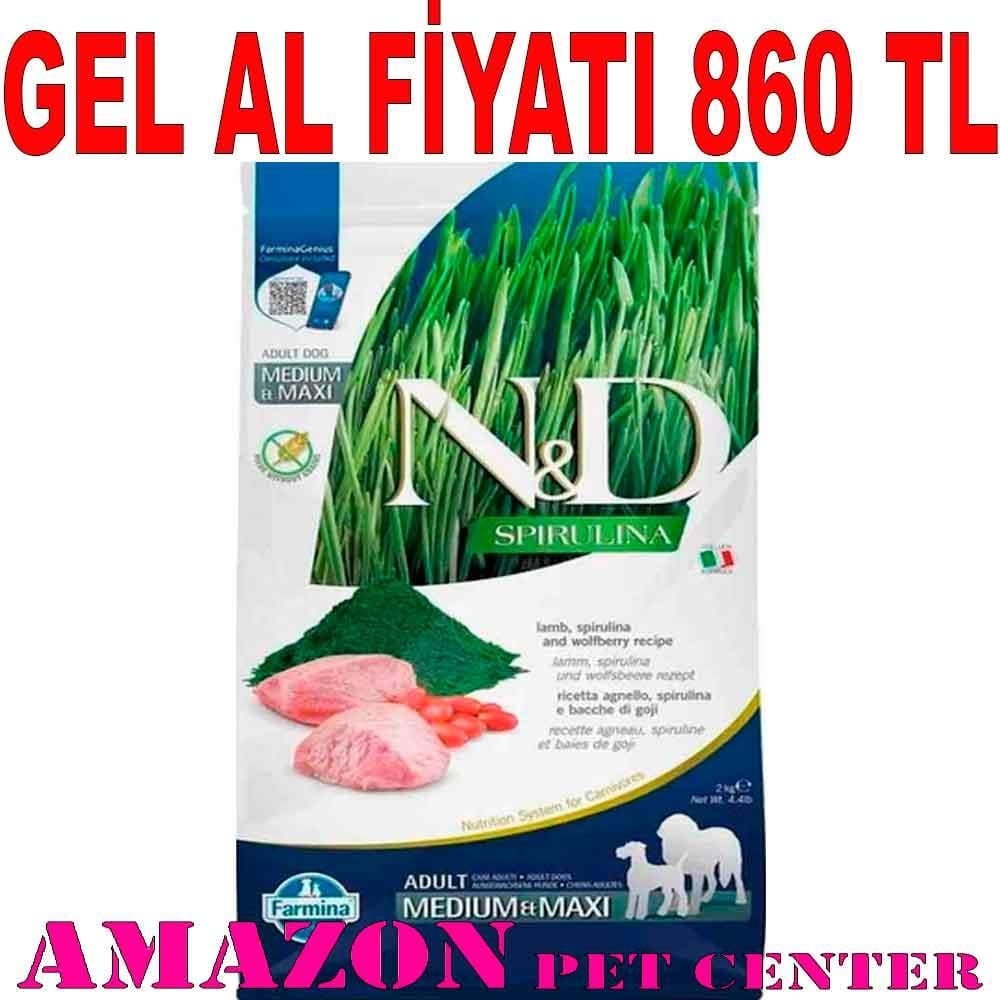 ND Spirulina Kuzu Etli Orta ve Büyük Irk Köpek Maması 2 KG 19469003 Amazon Pet Center