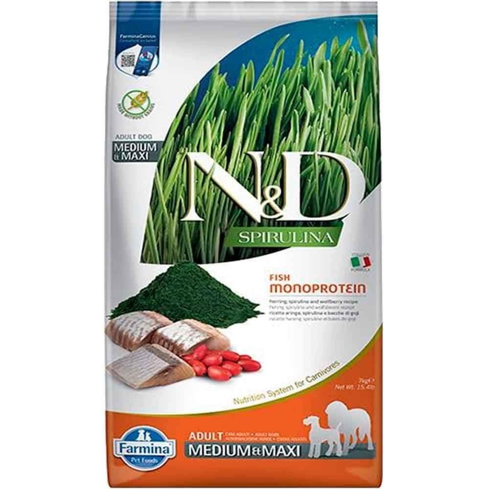 ND Spirulina Ringa Balıklı Orta ve Büyük Irk Tahılsız Köpek Maması 7 Kg 8010276041104 Amazon Pet Center