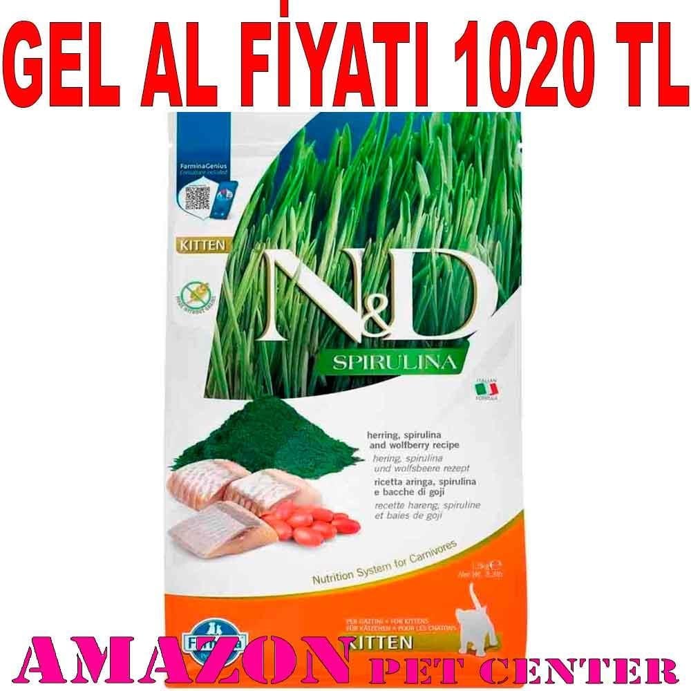 ND Spirulina Ringa Balıklı Ve Kurt Üzümlü Tahılsız Yavru Kedi Maması 1.5 Kg  19465005 Amazon Pet Center