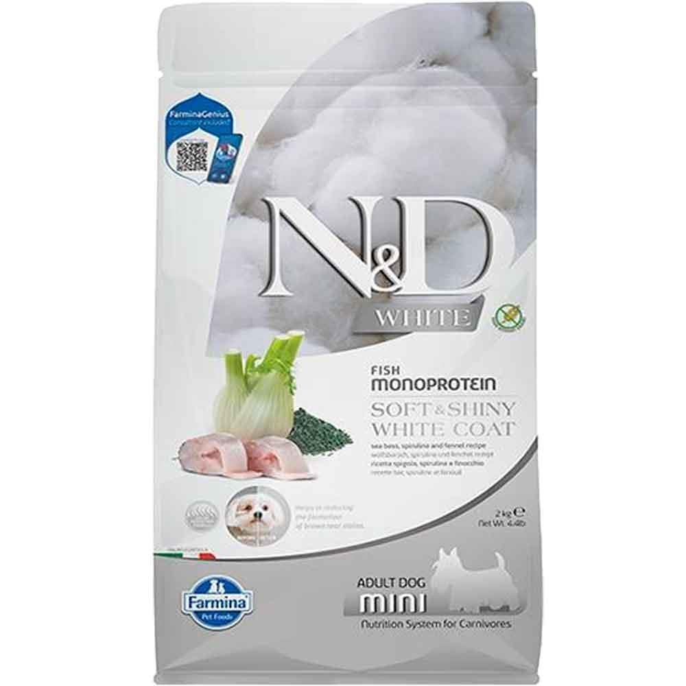 ND White Levrek Rezene ve Spirulina Küçük Irk Beyaz Köpek Maması 2 Kg 8010276041012 Amazon Pet Center