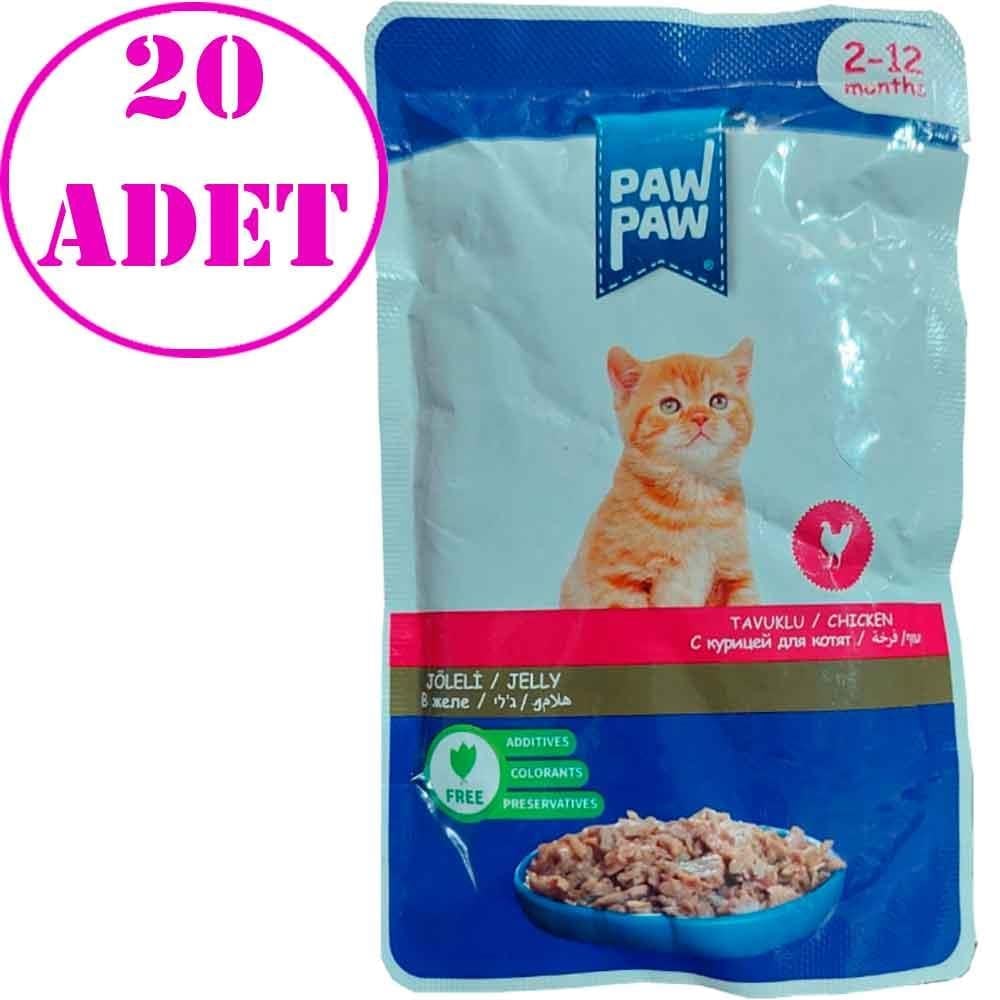 Paw Paw Yavru Kedi Yaş Maması Tavuklu 85 Gr 20 AD 21831003 Amazon Pet Center