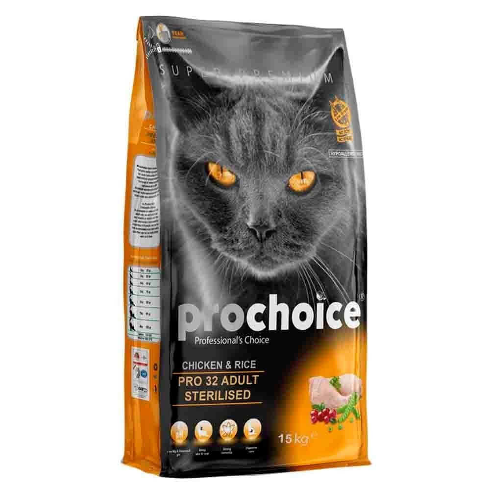 Prochoice Pro 32 Tavuklu ve Prinçli Kısırlaştırılmış Kedi Maması 15 Kg 8681465601005 Pro Choice Kısır Kedi Mamaları Amazon Pet Center