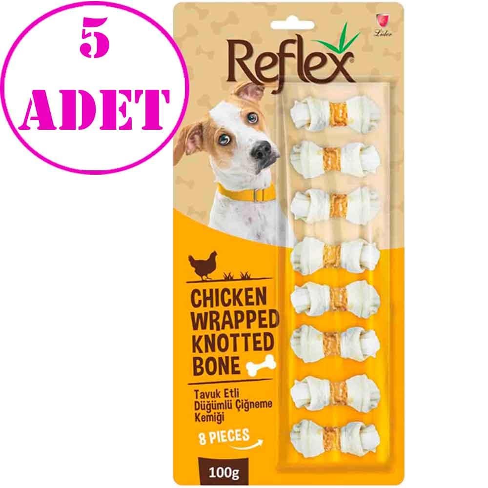 Reflex Tavuk Etli Köpek Ödülü Düğümlü Çiğneme Kemiği 8'li 100 Gr 5 AD 19156002 Amazon Pet Center