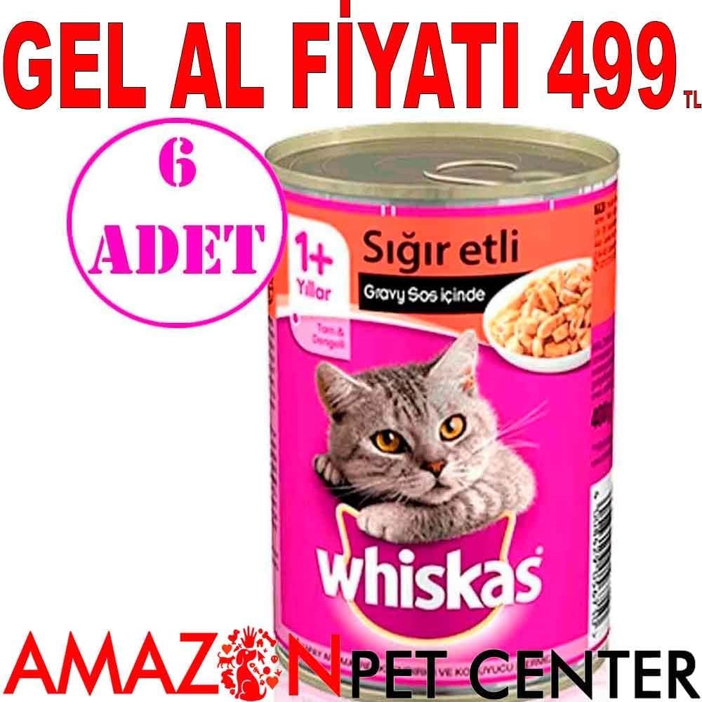 Whiskas Sığır Etli Konserve Kedi Maması 400 gr 6 AD 18739008 Amazon Pet Center
