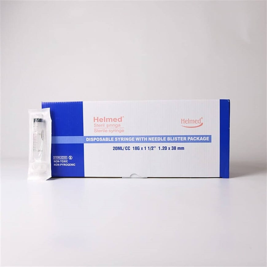Helmed 20 CC 3 Parça (Contalı) Pembe Uçlu Enjektör 50'li Paket