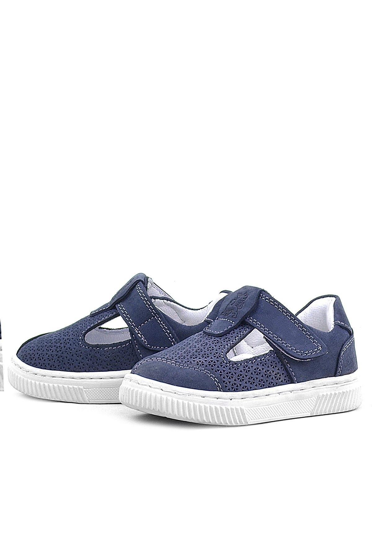 Rakerplus Bheem Hakiki Deri Lacivert Nubuk Cırtlı Bebek Sneaker Sandalet