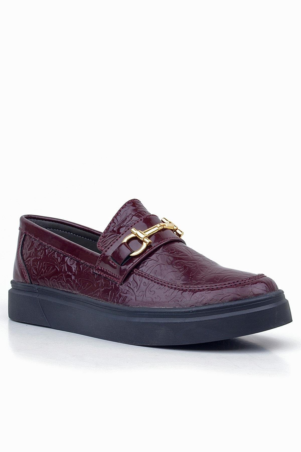 Rakerplus Bordo Tokalı Loafer Çocuk Klasik Ayakkabı
