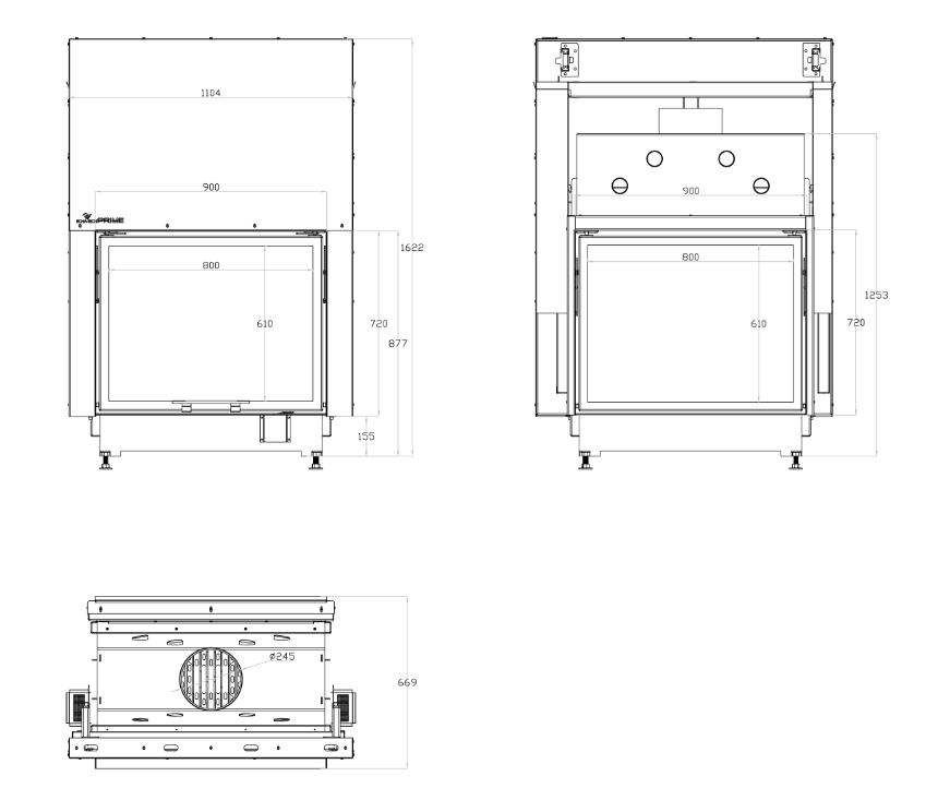 DOUBLE 90X72/G/V - ODUN ŞÖMİNESİ
