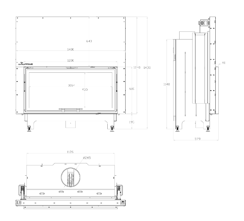 FLAT 120X60/G/C - ODUN ŞÖMİNESİ