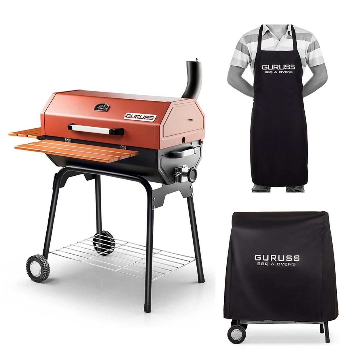 Guruss CG-075 Kömürlü Barbekü Takım Oksit Kırmızı