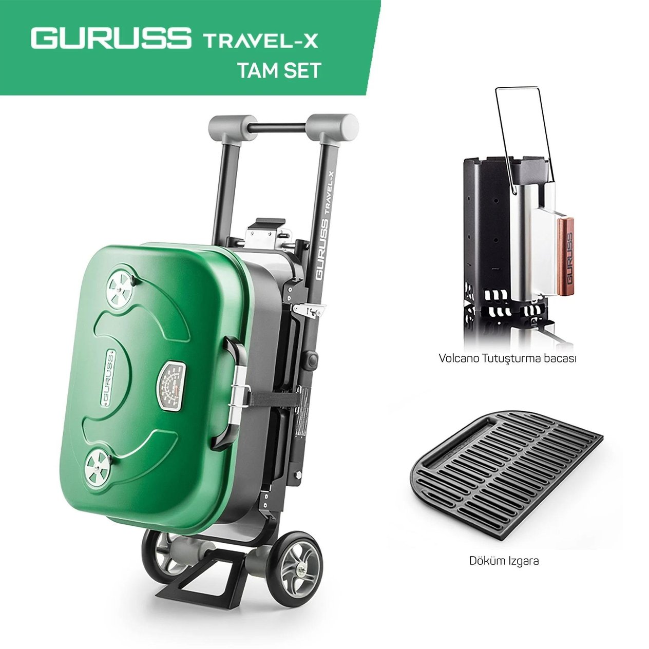 Guruss Travel - X Taşınabilir Mangal Tam Set Yeşil