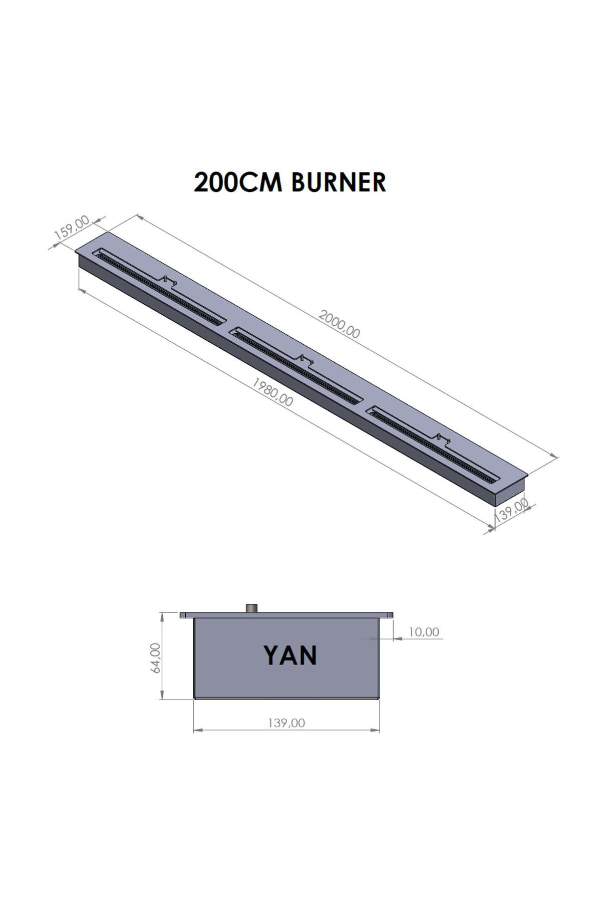 Korflame 200 Cm Burner Bacasız Şömine