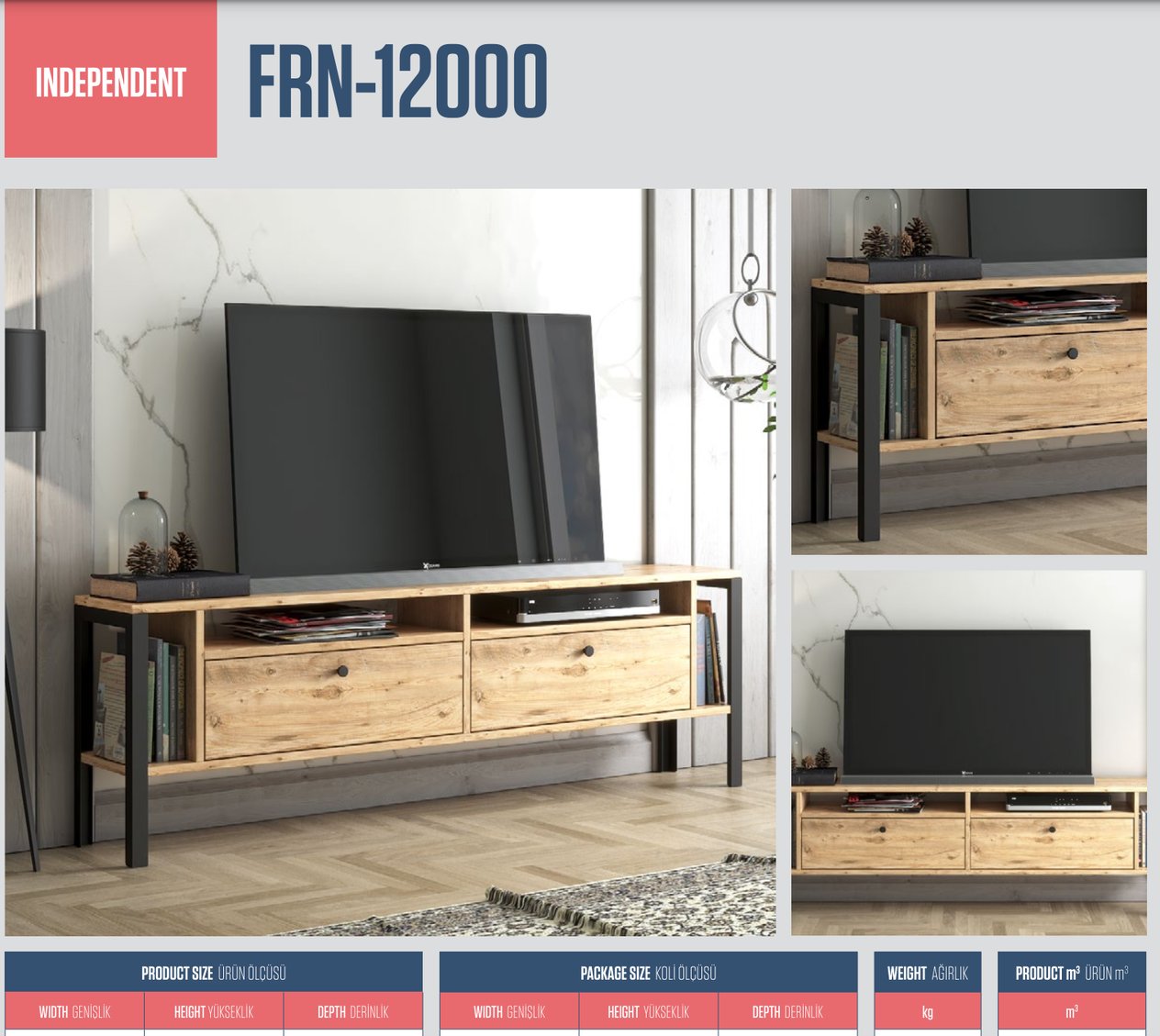 TV ÜnitesiIndependent Tv Ünitesi Atlantik Çam 160CMx47CMx28CM