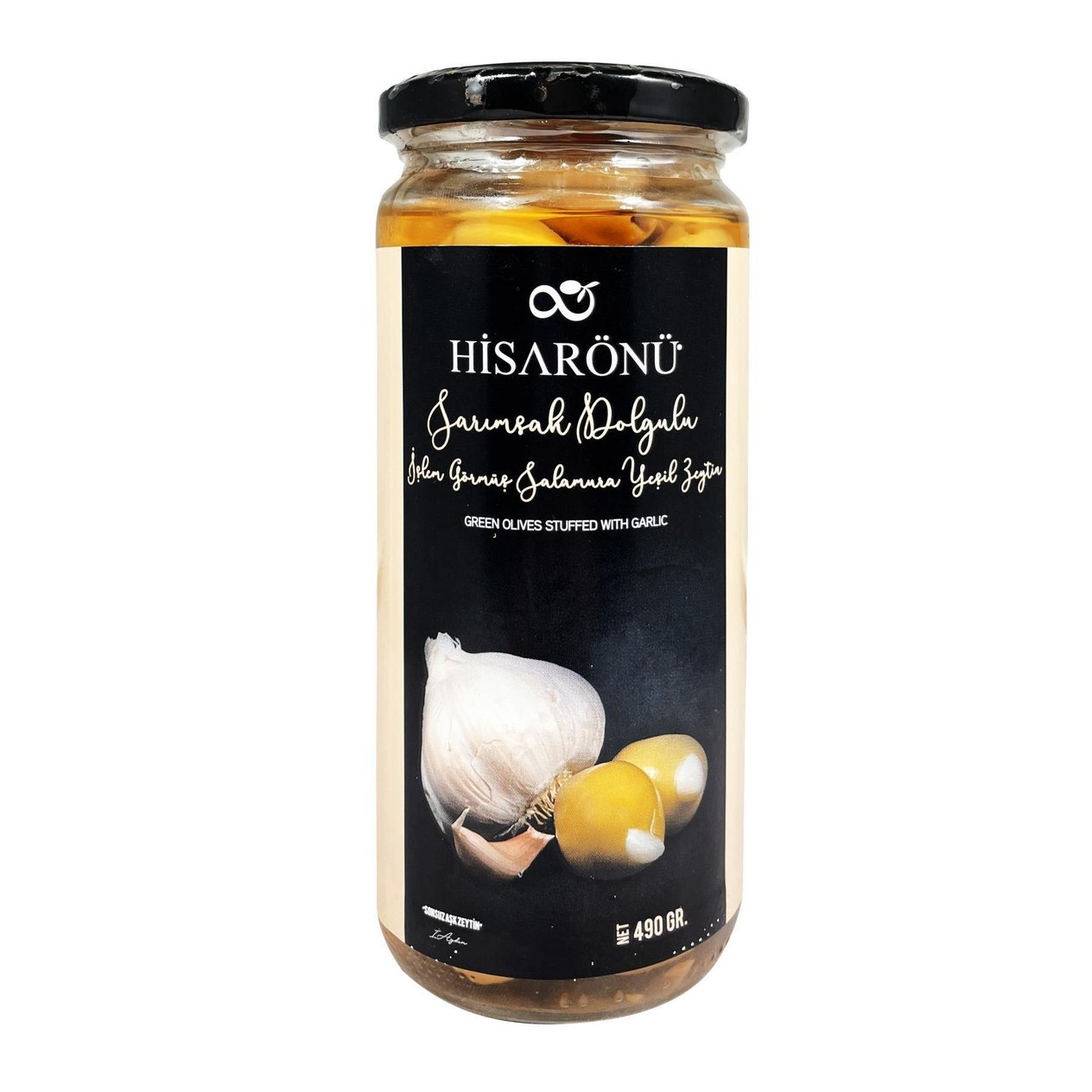 Hisarönü Sarımsak Dolgulu Salamura Yeşil Zeytin 490 g ℮