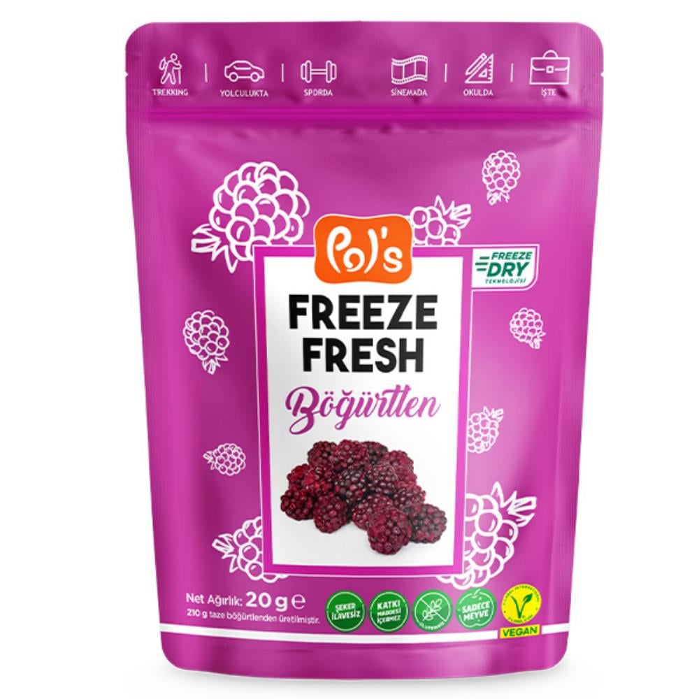 Pols Freeze Fresh Katkısız Şeker İlavesiz Dondurulmuş Böğürtlen 20 g e