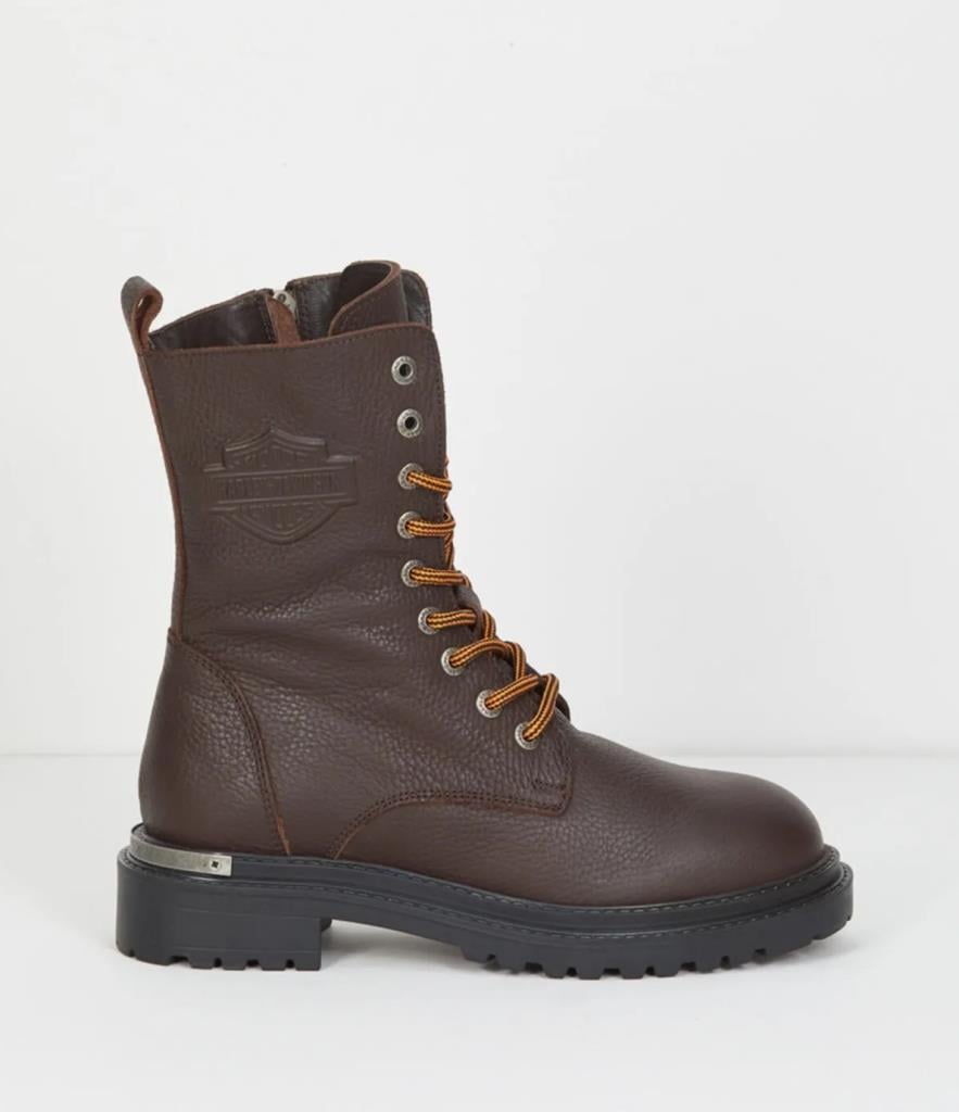 Harley Davidson Distance Dark Brown Baskılı Deri Kadın Bot