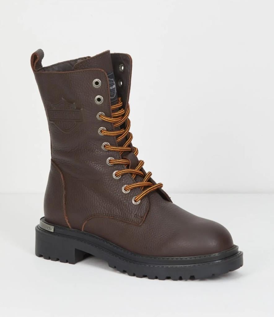 Harley Davidson Distance Dark Brown Baskılı Deri Kadın Bot