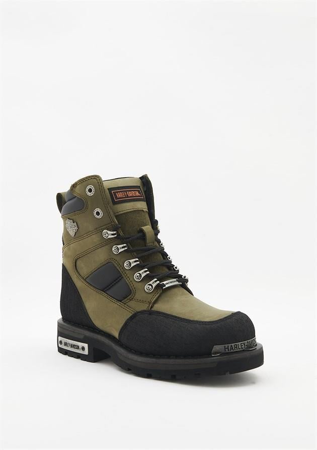 Harley Davidson Millo Olive Crazy Deri Erkek Bot