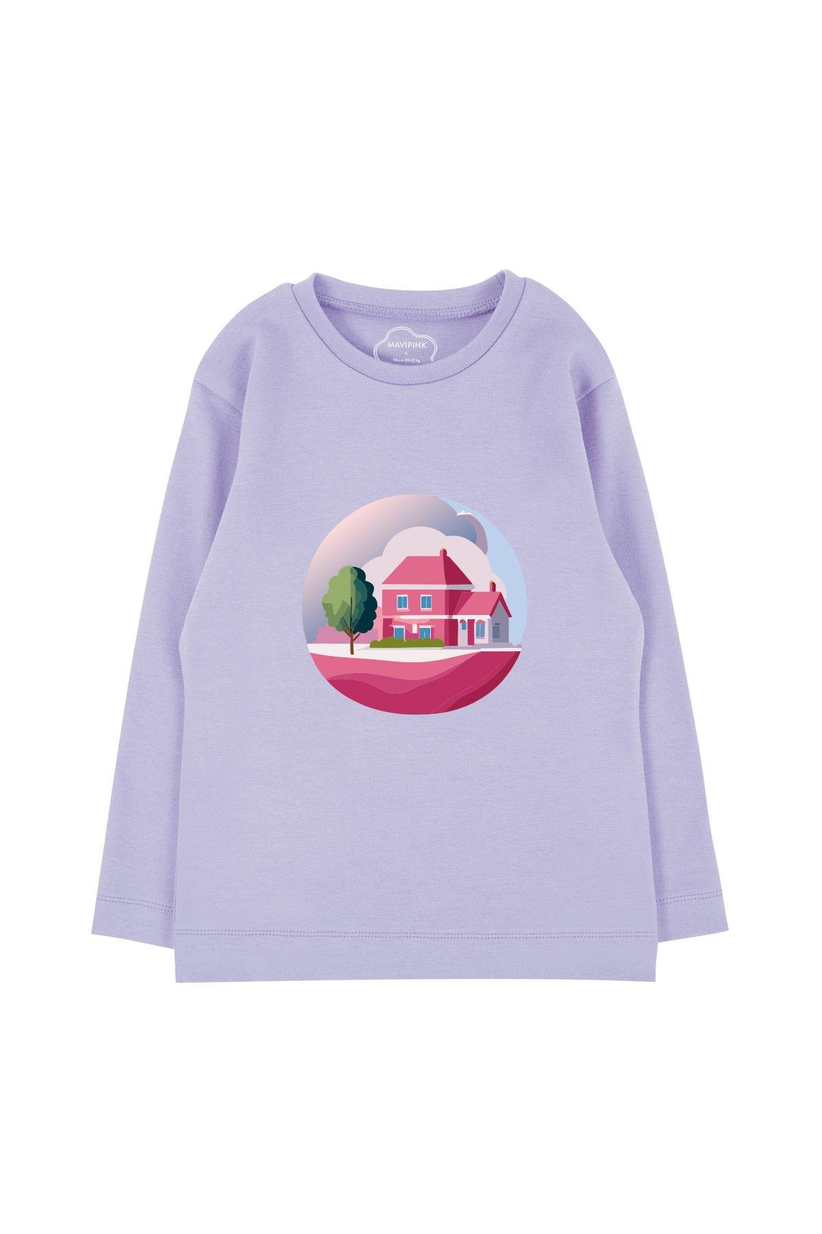 Pink House Long Sleeve T-Shirt Lilac