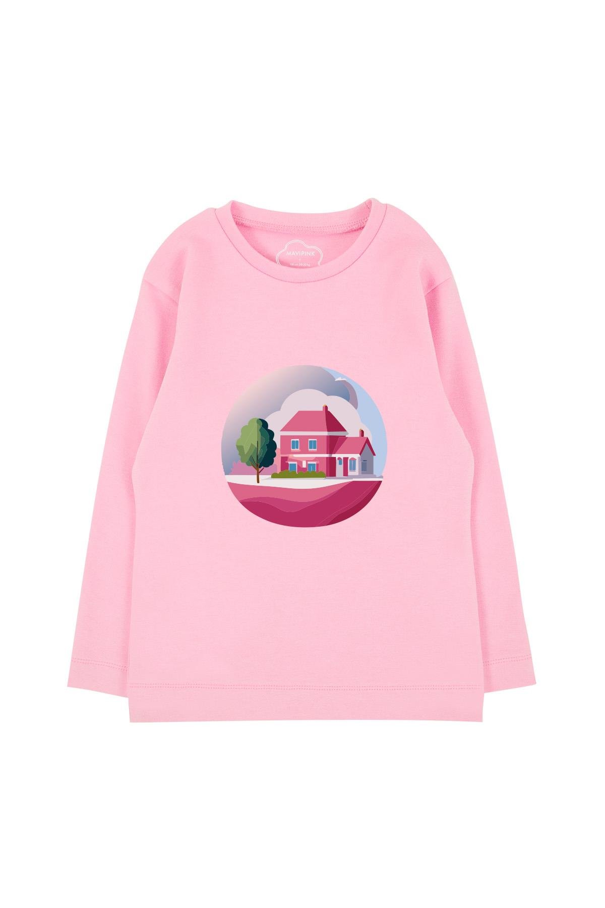Pink House Long Sleeve T-Shirt Pink