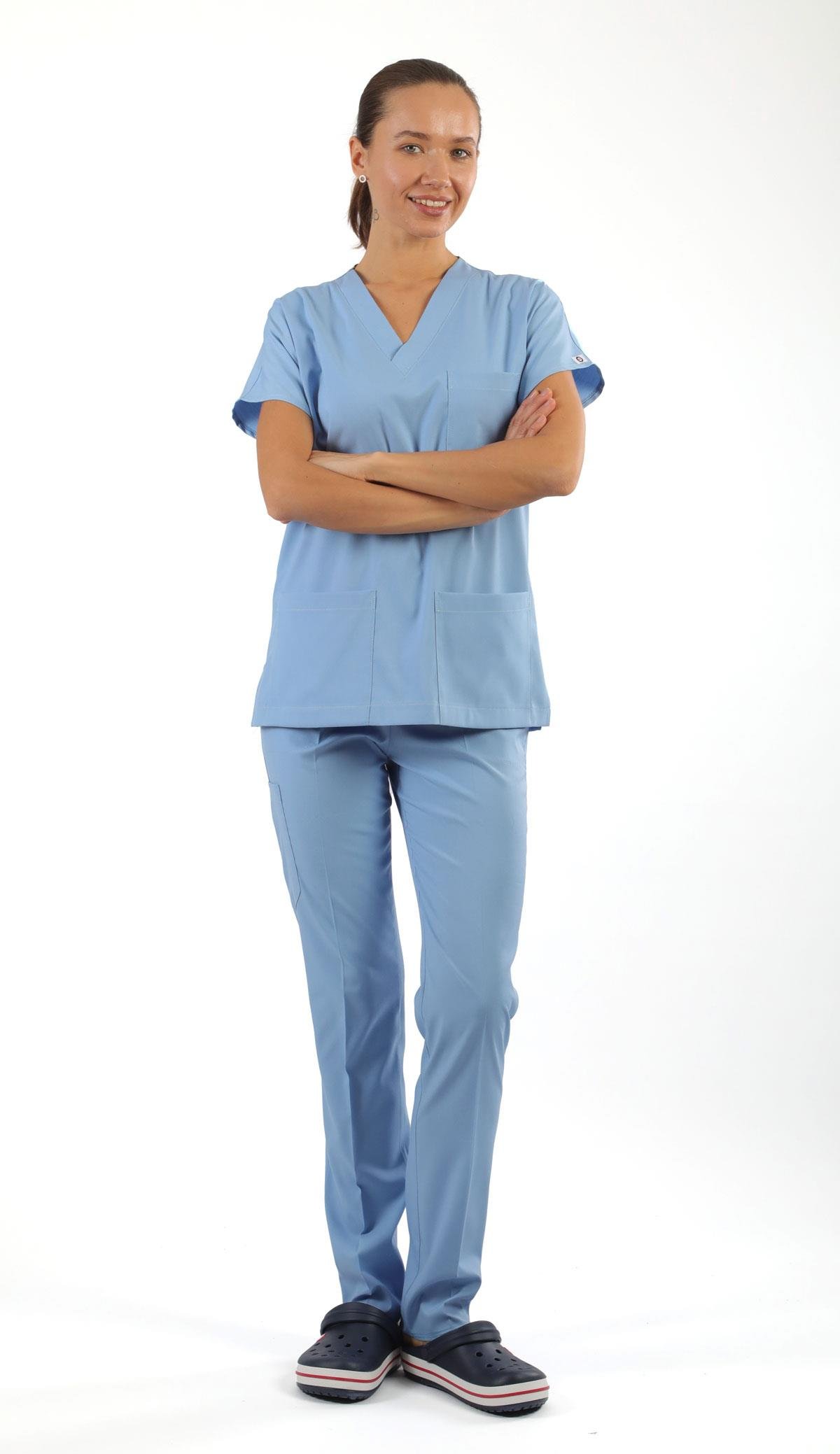 Scrub-Premium Likralı Bayan-Buz Mavisi