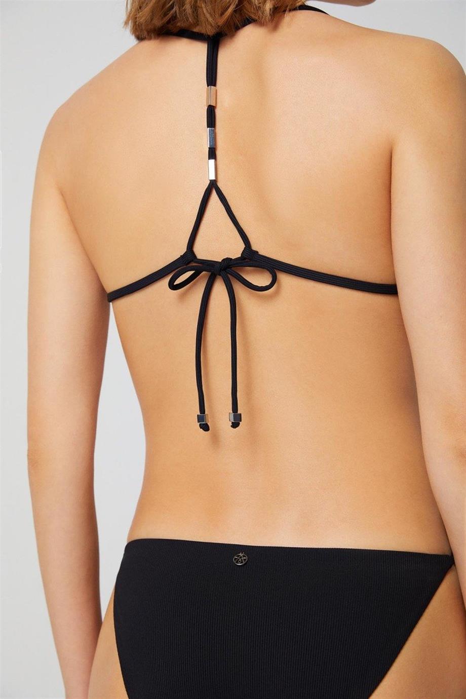 Bright Side Üçgen Kesim Bikini Üstü Siyah