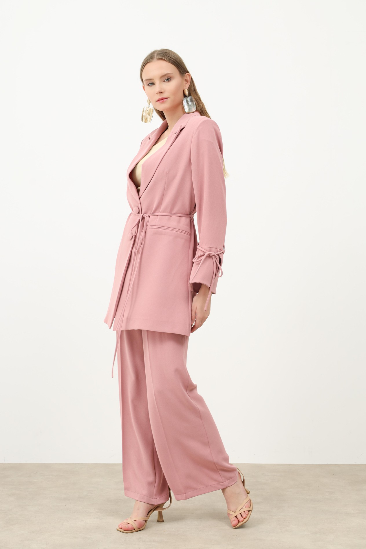 BİYELİ CEKET PANTALON TAKIM PUDRA-MX25Y28000513380001
