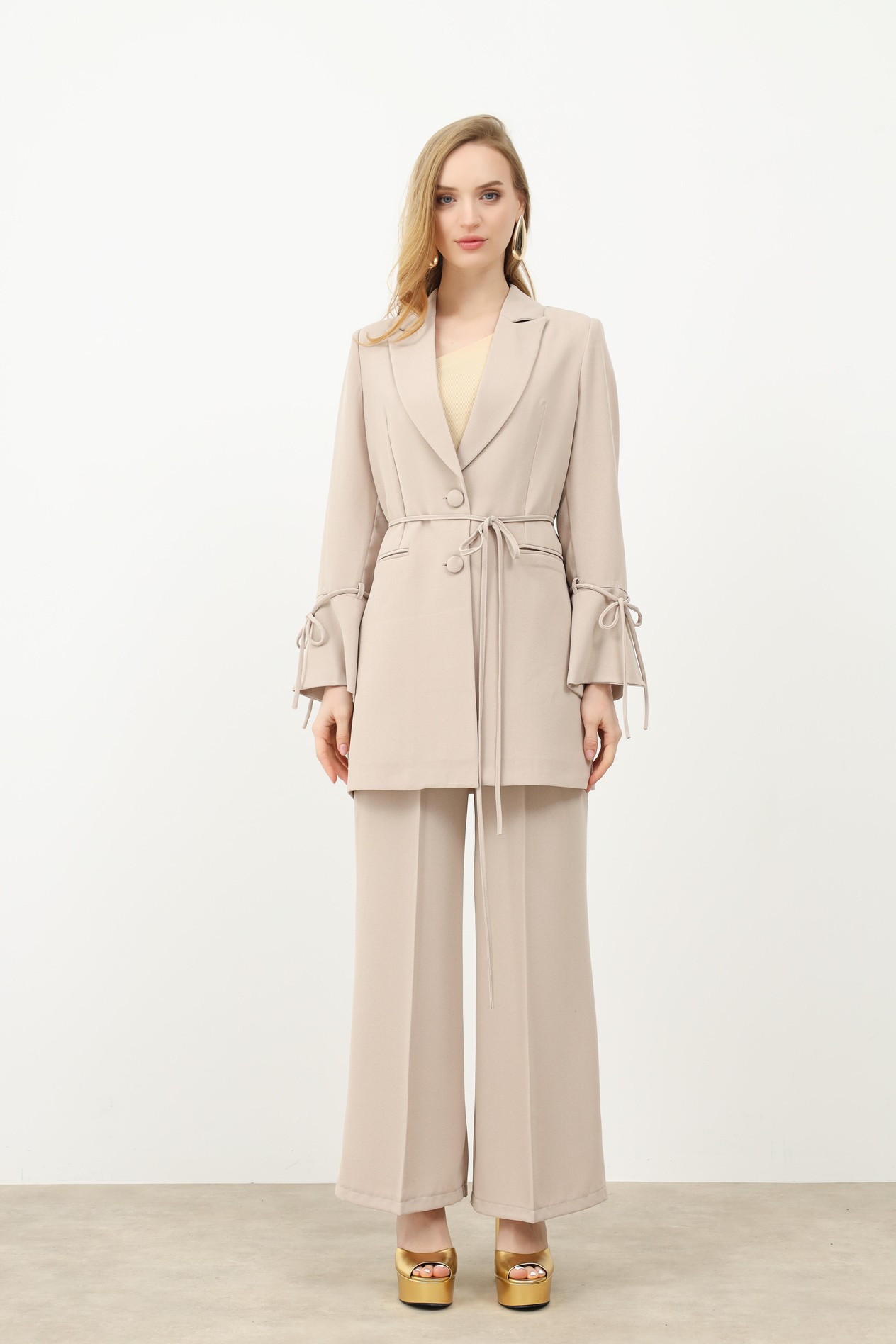 BİYELİ CEKET PANTALON TAKIM BEJ-MX25Y28000513380001