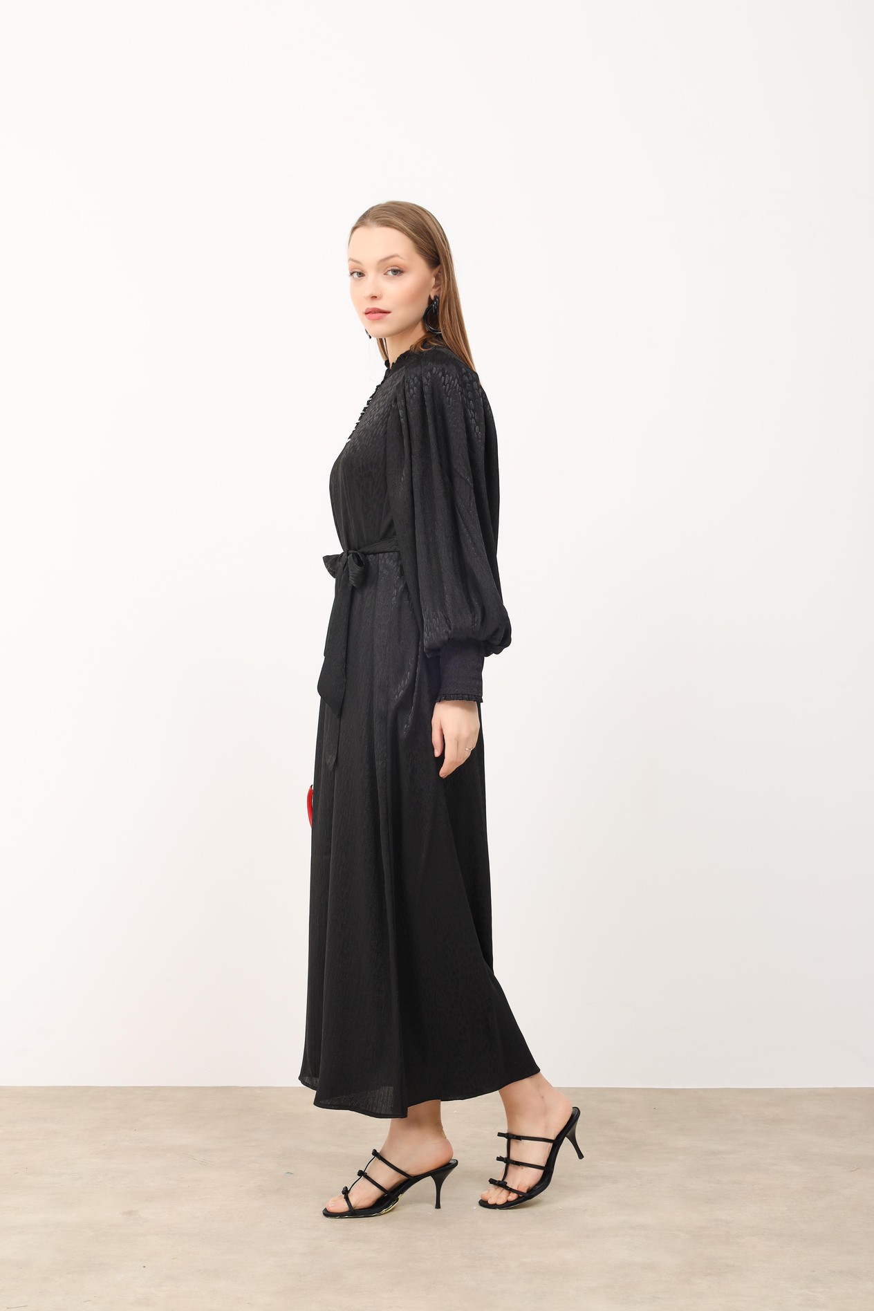 DAMLA DESEN ELBİSE SİYAH-MX25Y30000314070001