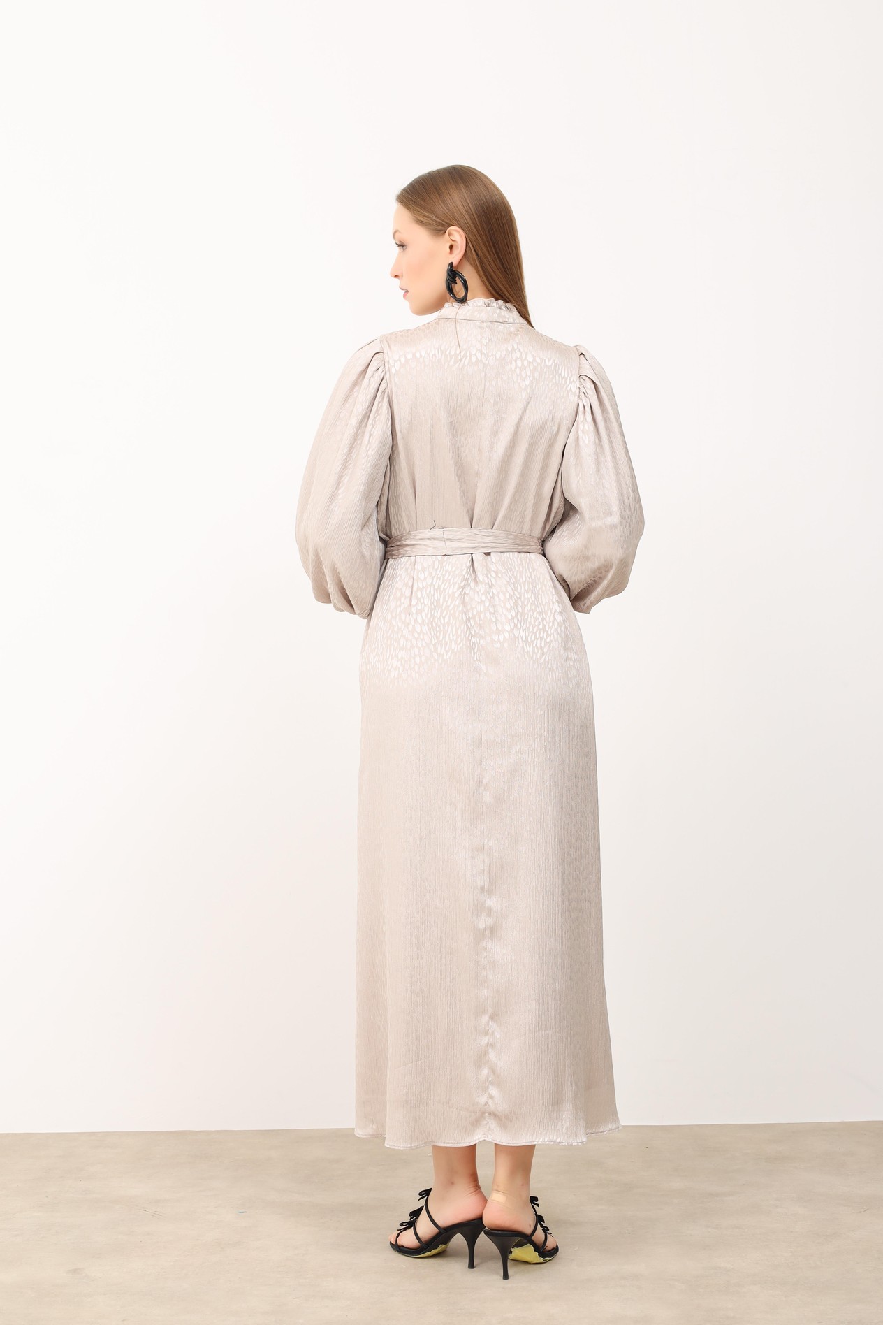 DAMLA DESEN ELBİSE BEJ-MX25Y30000314070001