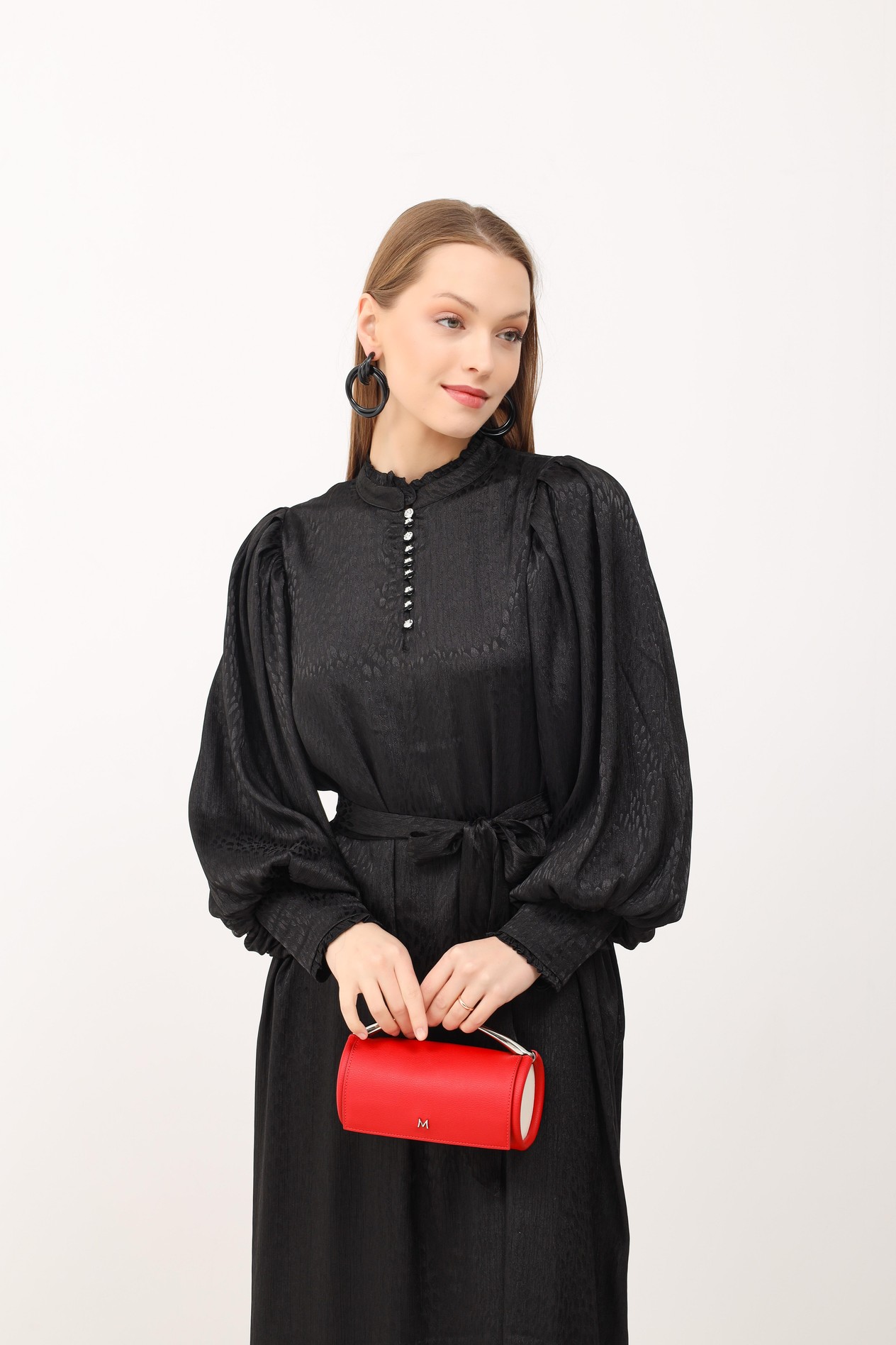 DAMLA DESEN ELBİSE SİYAH-MX25Y30000314070001