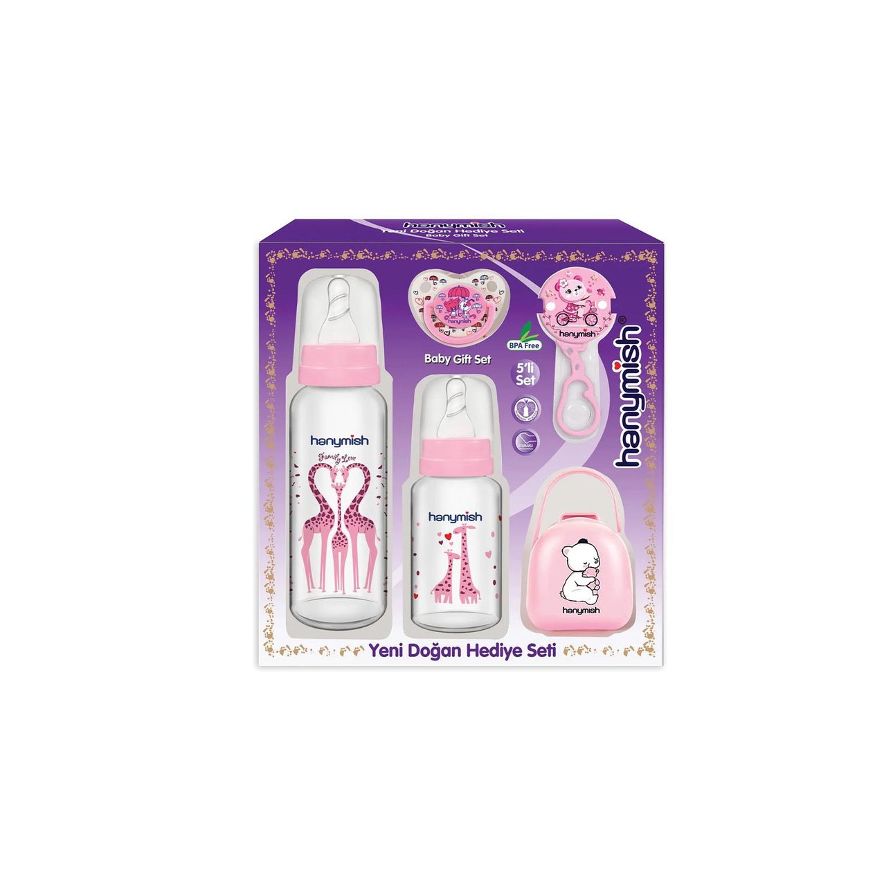HANYMISH 650 Cam Hediye Seti (Pembe)