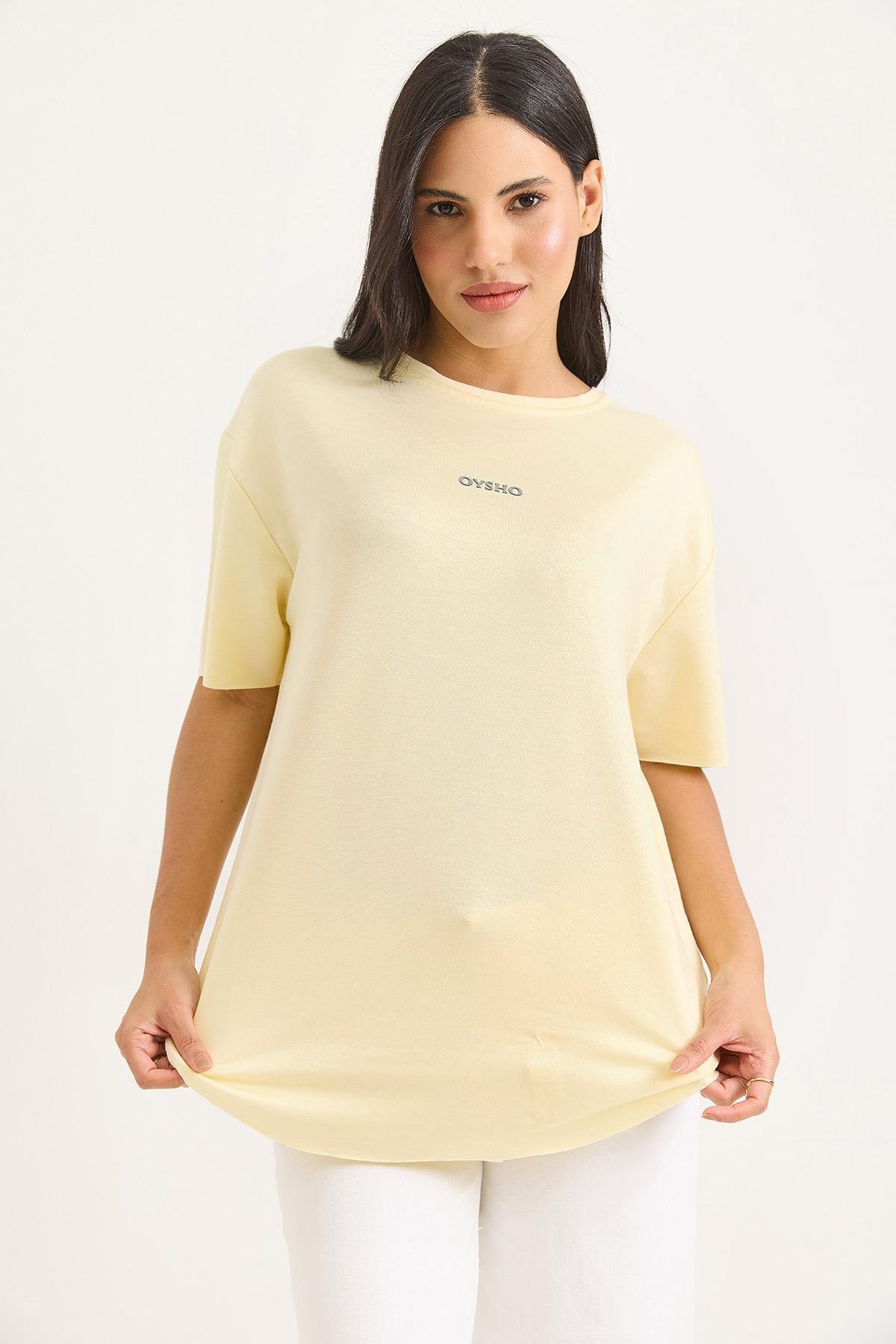 Bisiklet Yaka  Oysho Basic Tshirt Sarı